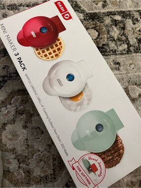 Dash Mini Maker 3-Pack - Griddle, Grill & Waffle Maker (New in Box)